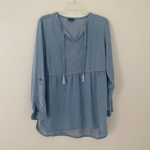 J. Jill Denim Popover Lightweight Chambray Tunic Top | size small - Picture 1 of 4